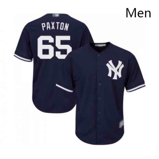 Mens New York Yankees 65 James Paxton Replica Navy Blue Alternate Baseball Jersey